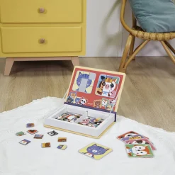 Janod Jeux Éducatifs Magnétiques*Magnéti'book Mix & Match Animaux, 72 magnets