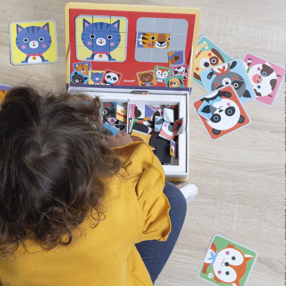 Janod Jeux Éducatifs Magnétiques*Magnéti'book Mix & Match Animaux, 72 magnets