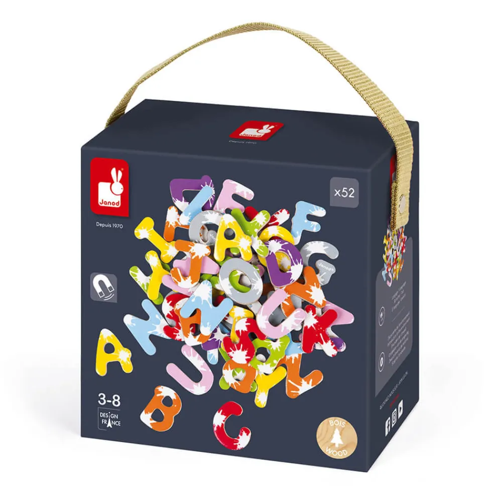 Janod Tableaux, Ardoises & Magnets*Mallette 52 lettres magnétiques Splash (bois)
