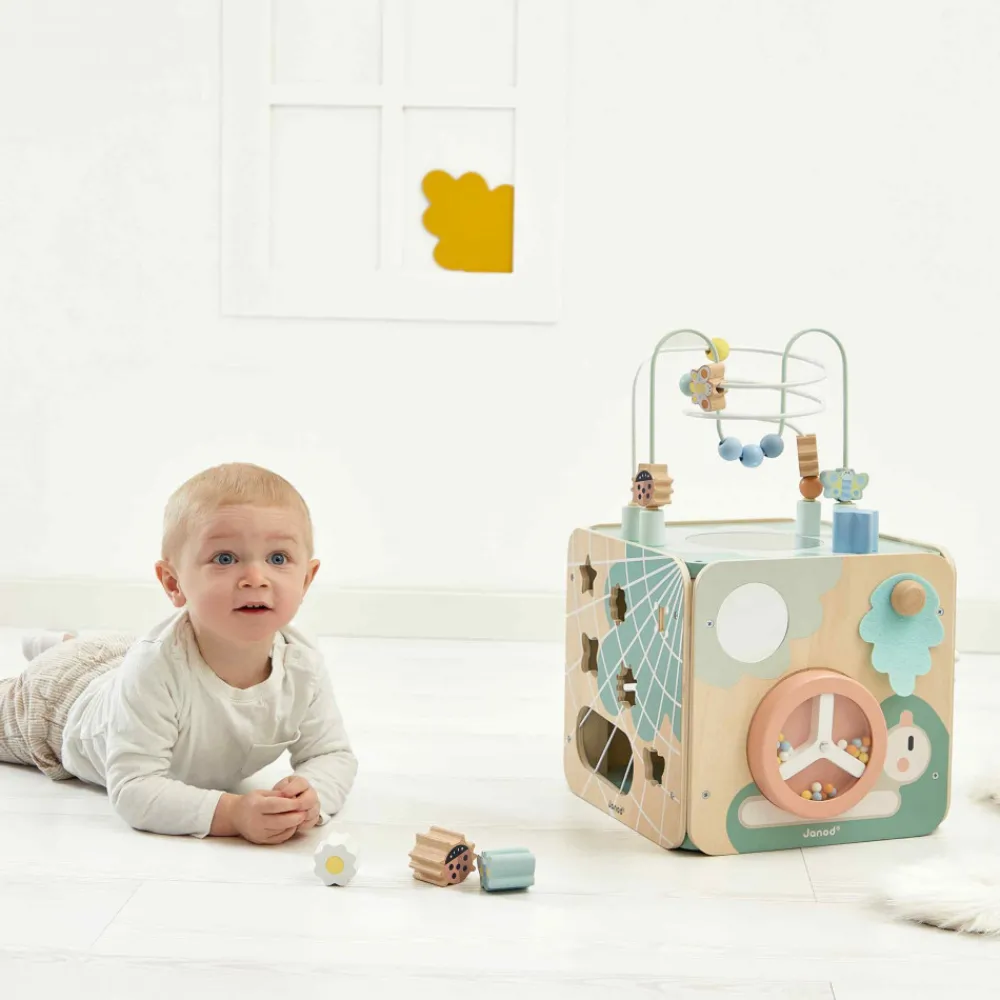 Janod Bouliers, Loopings & Panneaux D'Activités|Cubes & Pyramides*Maxi Cube Multi-activités Sweet Cocoon