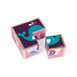 Janod Cubes & Pyramides*Mes Premiers Cubes - Bébés Animaux (bois)