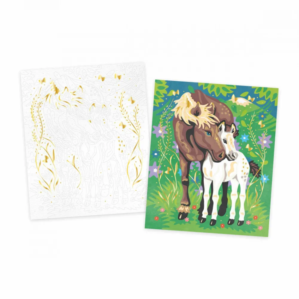 Janod Peinture Par Numéro & Coloriage|Collection "Les Ateliers Du Calme"*Peinture au Numéro Aquarelle Chevaux