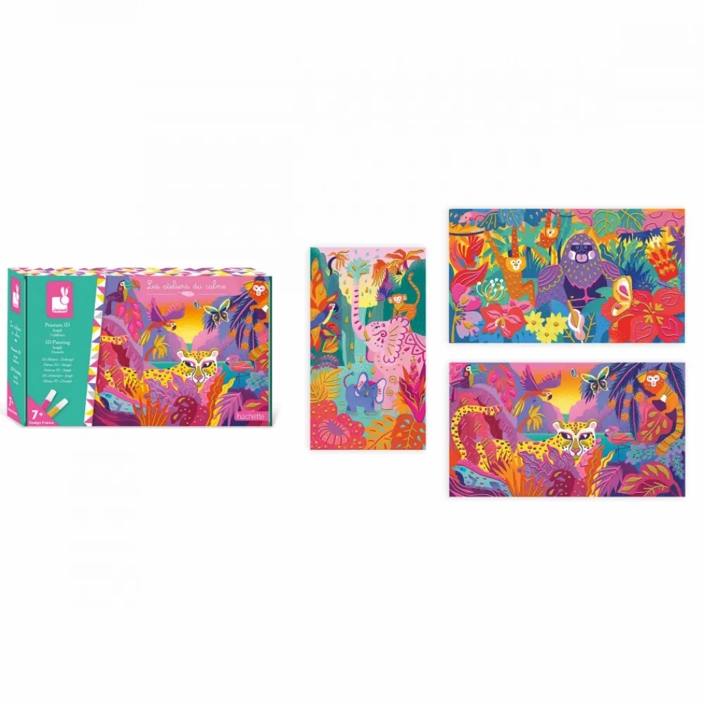 Janod Peinture Par Numéro & Coloriage|Collection "Les Ateliers Du Calme"*Peinture 3D Jungle