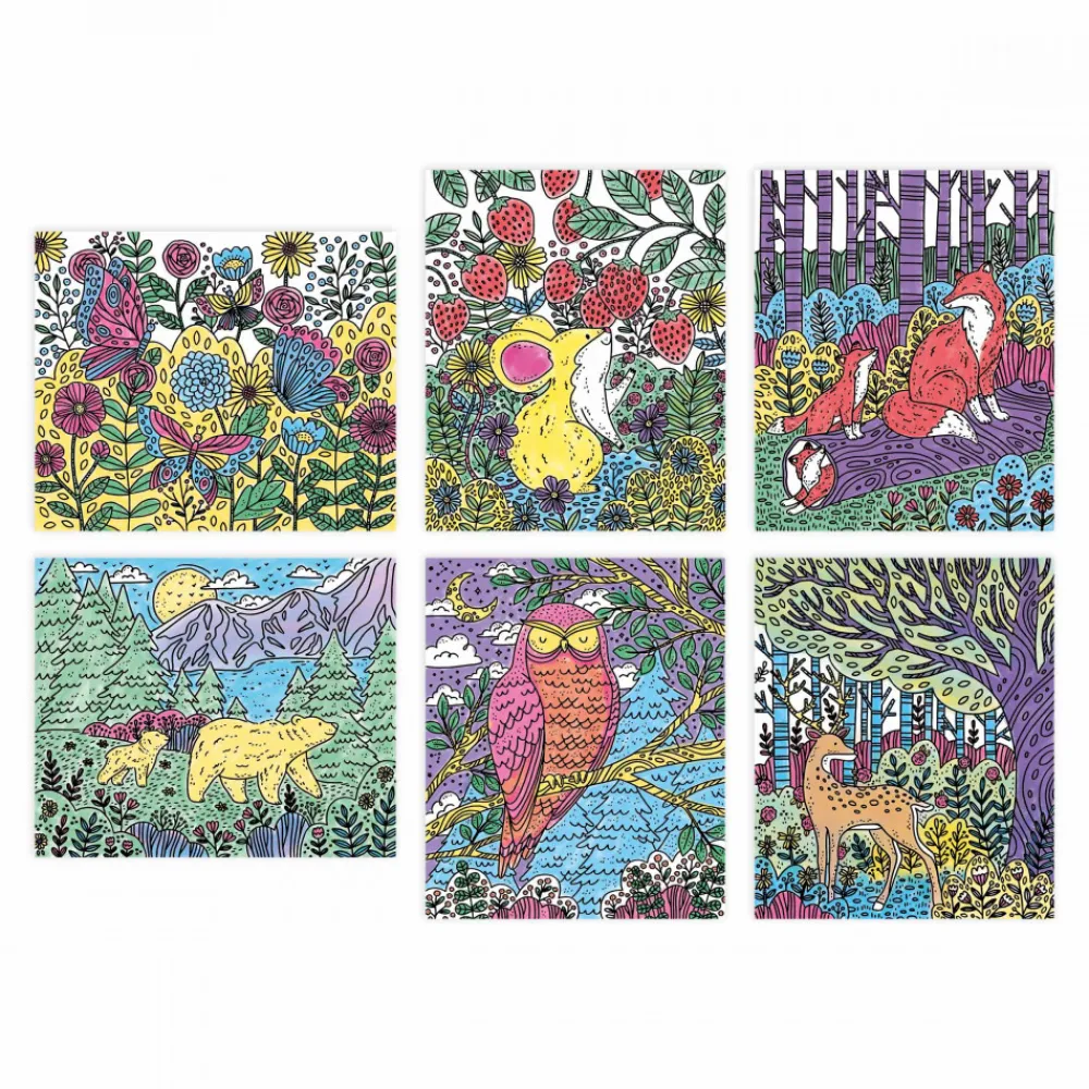 Janod Peinture Par Numéro & Coloriage|Collection "Les Ateliers Du Calme"*Peinture Magique Forêt