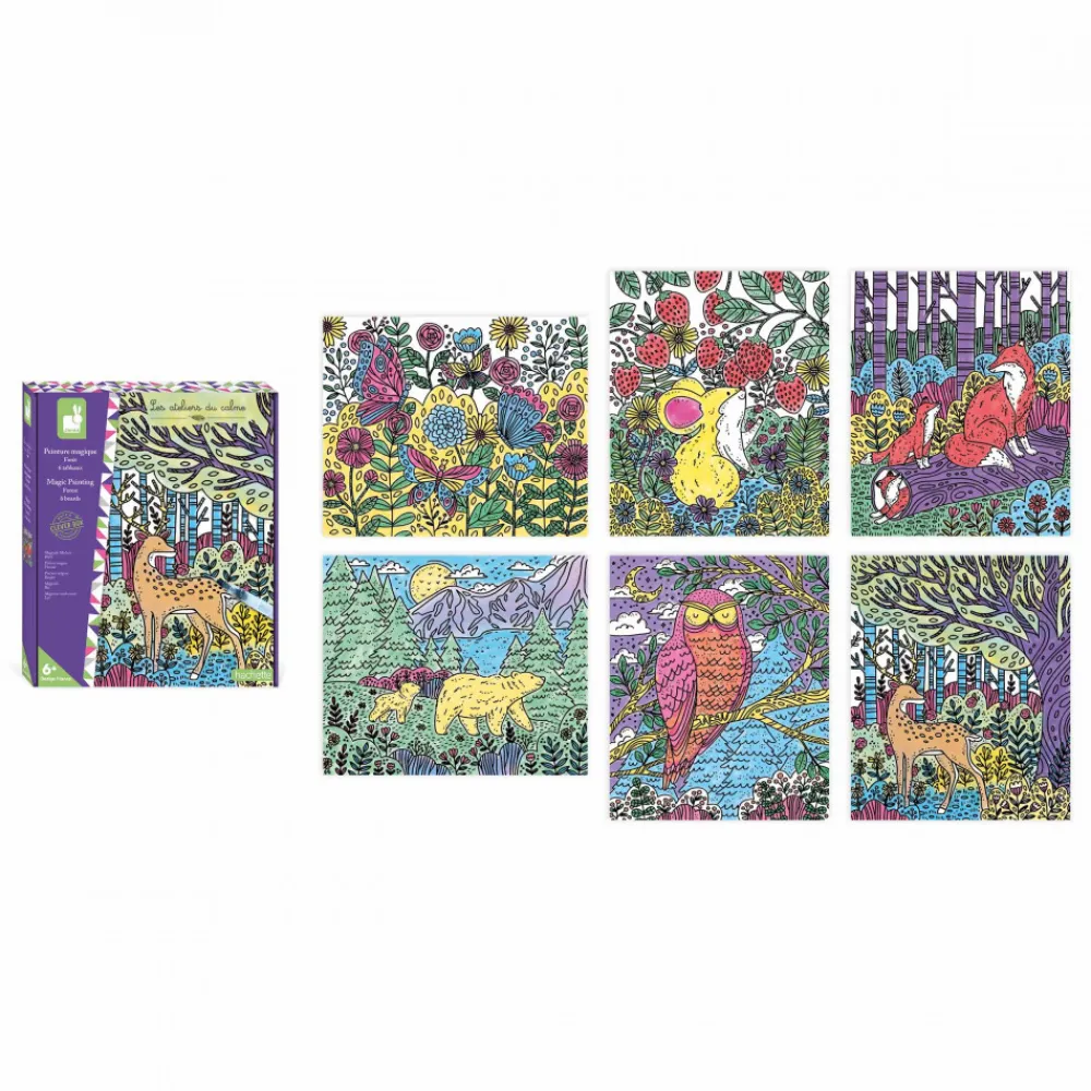 Janod Peinture Par Numéro & Coloriage|Collection "Les Ateliers Du Calme"*Peinture Magique Forêt