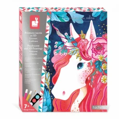 Janod Peinture Par Numéro & Coloriage|Collection "Les Ateliers Du Calme"*Peinture Nacrée et 3D Licorne