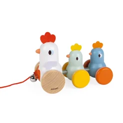 Janod Jouets À Promener & À Pousser*Poule et Poussins à promener