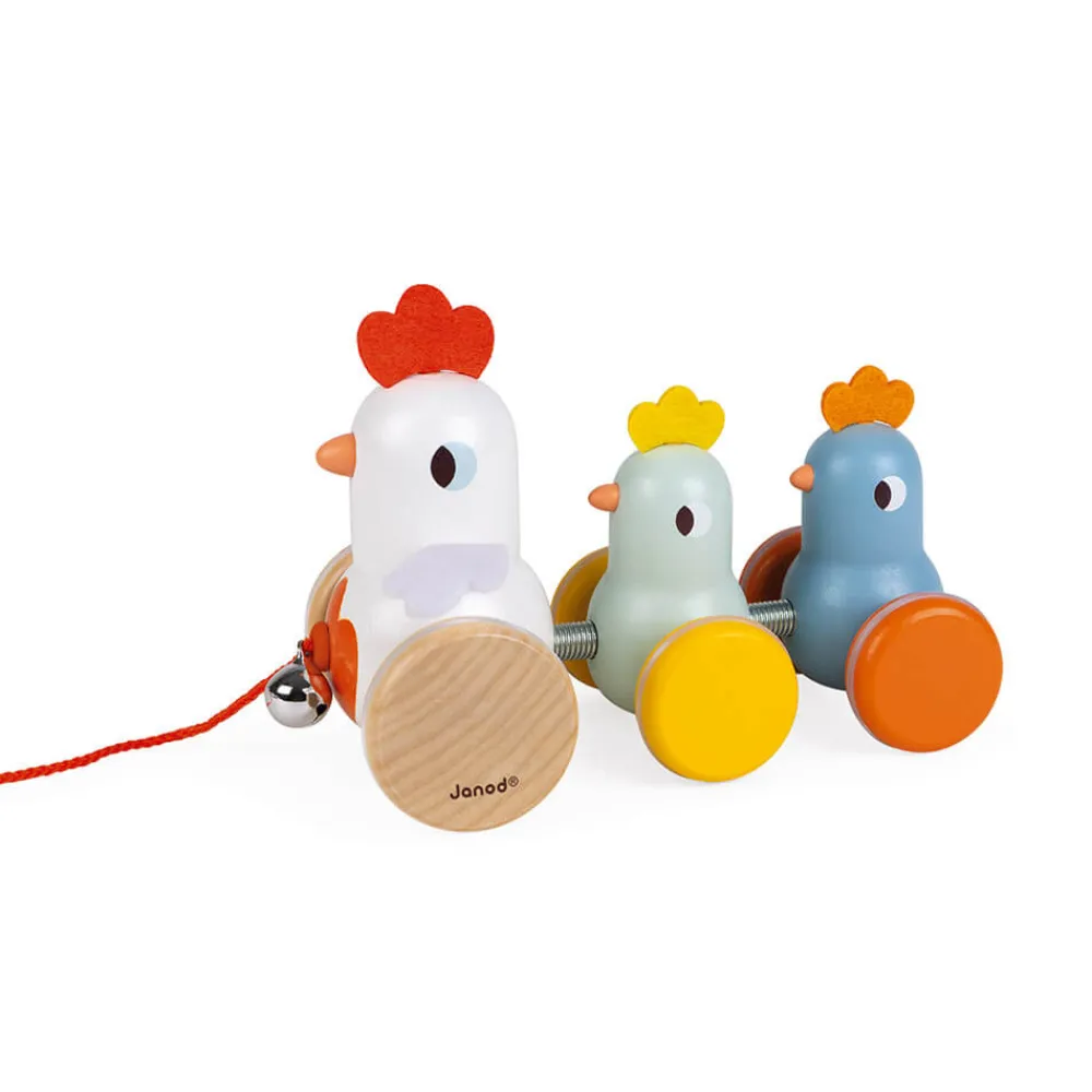 Janod Jouets À Promener & À Pousser*Poule et Poussins à promener