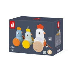 Janod Jouets À Promener & À Pousser*Poule et Poussins à promener