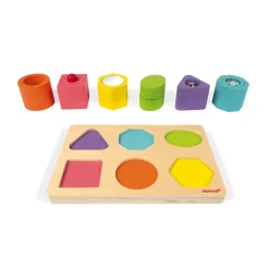 Janod Puzzles En Bois Premier Âge|Formes & Couleurs*Puzzle 6 cubes sensoriels I wood (bois)