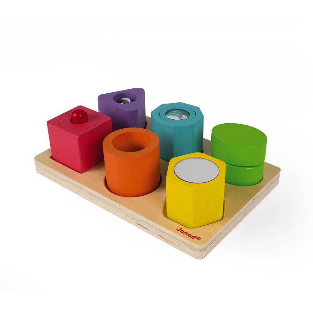 Janod Puzzles En Bois Premier Âge|Formes & Couleurs*Puzzle 6 cubes sensoriels I wood (bois)