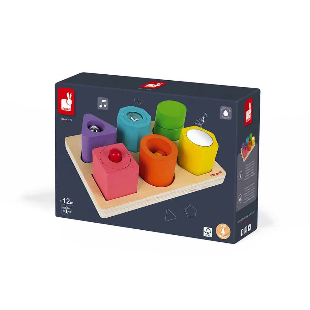 Janod Puzzles En Bois Premier Âge|Formes & Couleurs*Puzzle 6 cubes sensoriels I wood (bois)
