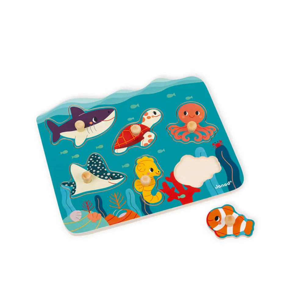Janod Puzzles En Bois Premier Âge|Puzzles En Bois Premier Âge*Puzzle à Tenons en Bois Animaux marins - Partenariat WWF®
