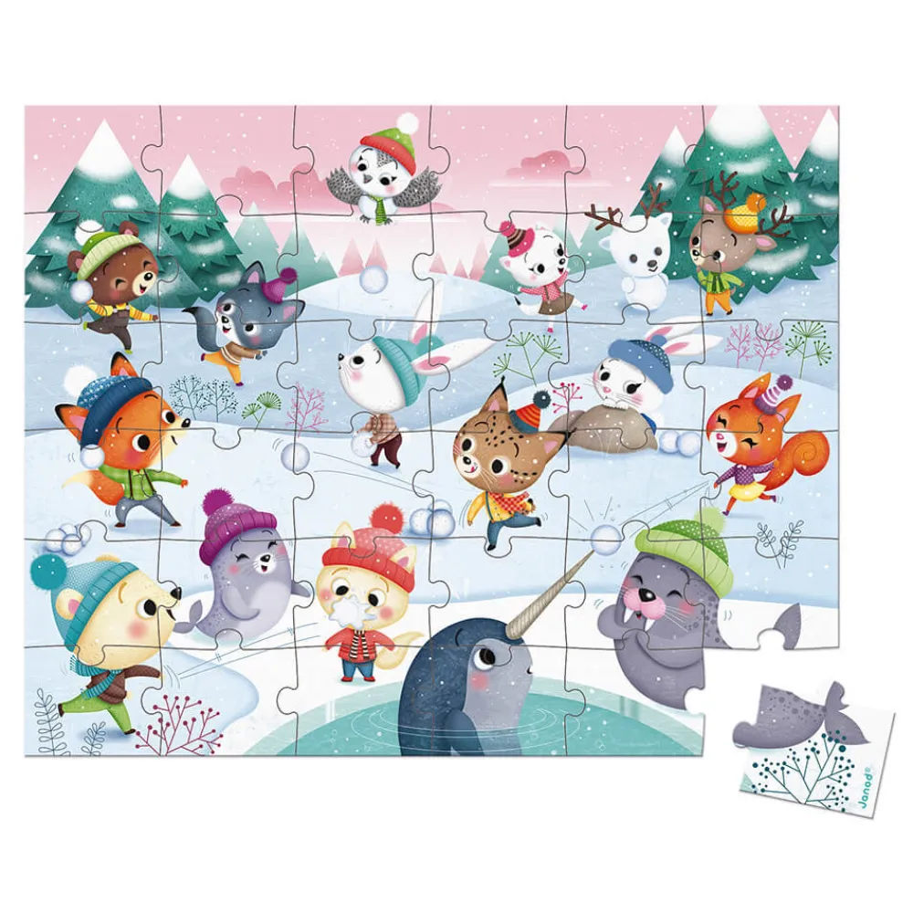 Janod Puzzles Fabriqués En France|Puzzles 20 À 49 Pièces*Puzzle Bataille de boules de neige 36 pièces