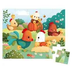 Janod Tracteurs & Animaux De La Ferme|Puzzles Fabriqués En France*Puzzle Bienvenue à la Basse-cour 20 pièces