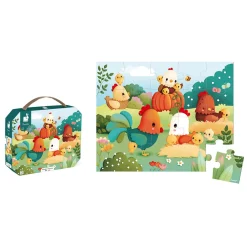 Janod Tracteurs & Animaux De La Ferme|Puzzles Fabriqués En France*Puzzle Bienvenue à la Basse-cour 20 pièces