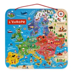 Janod Jeux Éducatifs Primaire|Jeux Éducatifs Science & Géographie*Puzzle Carte d'Europe Magnétique (bois)