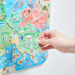 Janod Jeux Éducatifs Primaire|Jeux Éducatifs Science & Géographie*Puzzle Carte d'Europe Magnétique (bois)