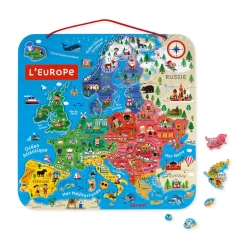 Janod Jeux Éducatifs Primaire|Jeux Éducatifs Science & Géographie*Puzzle Carte d'Europe Magnétique (bois)