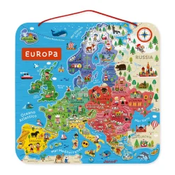 Janod Jeux Éducatifs Primaire|Jeux Éducatifs Science & Géographie*Puzzle Carte d'Europe Magnétique Italien (bois)
