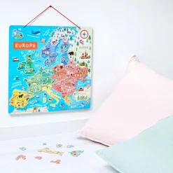 Janod Jeux Éducatifs Primaire|Jeux Éducatifs Science & Géographie*Puzzle Carte d'Europe Magnétique Italien (bois)