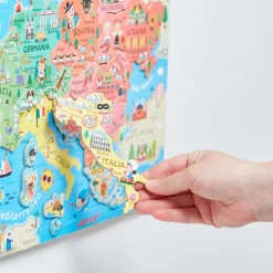 Janod Jeux Éducatifs Primaire|Jeux Éducatifs Science & Géographie*Puzzle Carte d'Europe Magnétique Italien (bois)