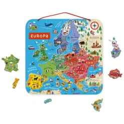Janod Jeux Éducatifs Primaire|Jeux Éducatifs Science & Géographie*Puzzle Carte d'Europe Magnétique Italien (bois)
