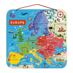 Janod Jeux Éducatifs Primaire|Jeux Éducatifs Science & Géographie*Puzzle Carte d'Europe Magnétique Italien (bois)