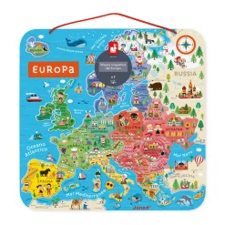 Janod Jeux Éducatifs Primaire|Jeux Éducatifs Science & Géographie*Puzzle Carte d'Europe Magnétique Italien (bois)