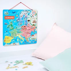 Janod Jeux Éducatifs Primaire|Jeux Éducatifs Science & Géographie*Puzzle Carte d'Europe Magnétique Espagnol (bois)