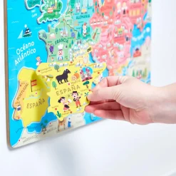 Janod Jeux Éducatifs Primaire|Jeux Éducatifs Science & Géographie*Puzzle Carte d'Europe Magnétique Espagnol (bois)