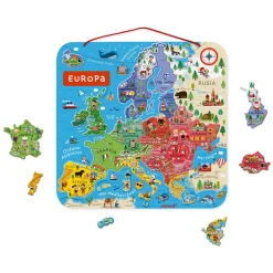 Janod Jeux Éducatifs Primaire|Jeux Éducatifs Science & Géographie*Puzzle Carte d'Europe Magnétique Espagnol (bois)
