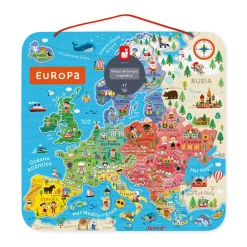 Janod Jeux Éducatifs Primaire|Jeux Éducatifs Science & Géographie*Puzzle Carte d'Europe Magnétique Espagnol (bois)