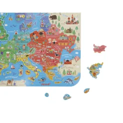 Janod Jeux Éducatifs Primaire|Jeux Éducatifs Science & Géographie*Puzzle Carte d'Europe Magnétique Allemand (bois)