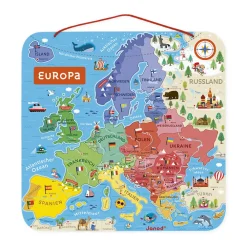 Janod Jeux Éducatifs Primaire|Jeux Éducatifs Science & Géographie*Puzzle Carte d'Europe Magnétique Allemand (bois)