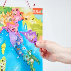 Janod Jeux Éducatifs Primaire|Jeux Éducatifs Science & Géographie*Puzzle Carte d'Italie Magnétique 20 pièces