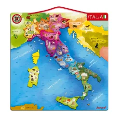 Janod Jeux Éducatifs Primaire|Jeux Éducatifs Science & Géographie*Puzzle Carte d'Italie Magnétique 20 pièces
