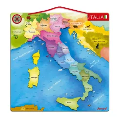 Janod Jeux Éducatifs Primaire|Jeux Éducatifs Science & Géographie*Puzzle Carte d'Italie Magnétique 20 pièces