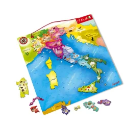 Janod Jeux Éducatifs Primaire|Jeux Éducatifs Science & Géographie*Puzzle Carte d'Italie Magnétique 20 pièces