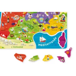Janod Jeux Éducatifs Primaire|Jeux Éducatifs Magnétiques*Puzzle Carte France Magnétique 93 pièces