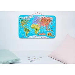 Janod Jeux Éducatifs Primaire|Jeux Éducatifs Science & Géographie*Puzzle Carte Monde Magnétique Allemand 92 pièces