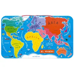 Janod Jeux Éducatifs Primaire|Jeux Éducatifs Science & Géographie*Puzzle Carte Monde Magnétique 92 pièces Espagnol