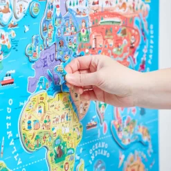 Janod Jeux Éducatifs Primaire|Jeux Éducatifs Science & Géographie*Puzzle Carte Monde Magnétique 92 pièces Italien