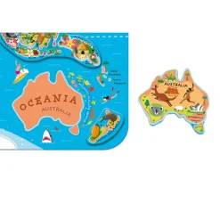 Janod Jeux Éducatifs Primaire|Jeux Éducatifs Science & Géographie*Puzzle Carte Monde Magnétique 92 pièces Italien