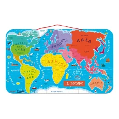 Janod Jeux Éducatifs Primaire|Jeux Éducatifs Science & Géographie*Puzzle Carte Monde Magnétique 92 pièces Italien