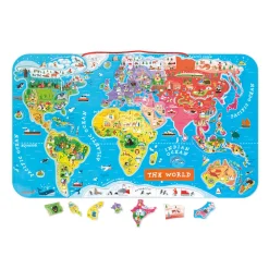 Janod Jeux Éducatifs Primaire|Jeux Éducatifs Science & Géographie*Puzzle Carte Monde Magnétique 92 pièces Anglais