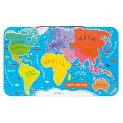 Janod Jeux Éducatifs Primaire|Jeux Éducatifs Science & Géographie*Puzzle Carte Monde Magnétique 92 pièces Anglais