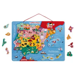 Janod Jeux Éducatifs Primaire|Jeux Éducatifs Science & Géographie*Puzzle Carte Péninsule Ibérique Magnétique 60 pièces