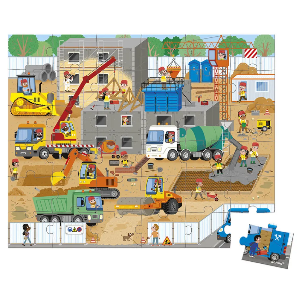 Janod Puzzles Fabriqués En France|Puzzles 20 À 49 Pièces*Puzzle Chantier 36 pièces