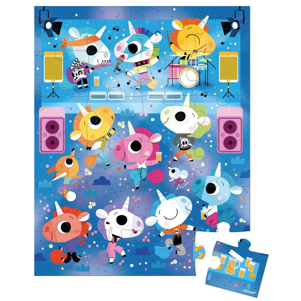 Janod Puzzles Fabriqués En France|Puzzles 20 À 49 Pièces*Puzzle Concert Rock Licornes 24 pièces